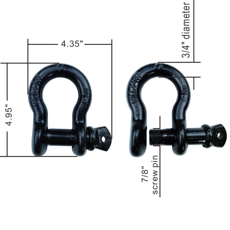 ESKEAR Shackles 3/4" D Ring Shackles Heavy Duty Forged Steel