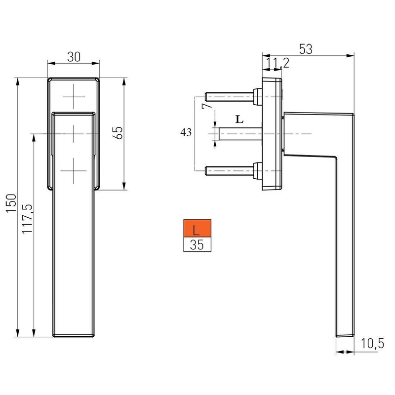 Vershy Aluminium window handle, white, Dublin design, powder-coated, RAL 9016,