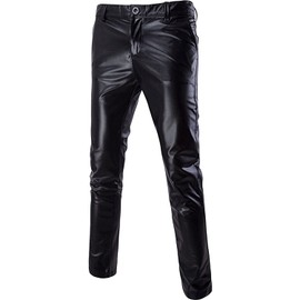 ZEROYAA Mens Night Club Metallic Gold Suit Pants/Straight Leg Trousers (38, Black)
