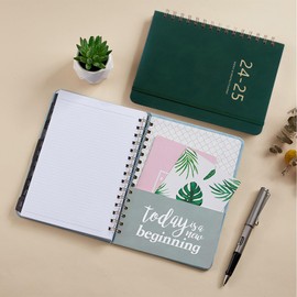 Academic Diary 2024-2025 Week to View from July 2024 to June 2025, 15.5x21.5 cm, A5 Weekly/Monthly Planner Academic Diary Planner 2024-2025,Monthly Tabs,Elastic Closure,Inner Pocket (Green, A5)