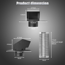 HOMEE 4 Inch Roof Vent Cap,Roof Vent Kit with 5 FT Aluminum Ducting and Duct Clamps, Removable Roof Exhaust Vents for Houses, Home Ventilation System