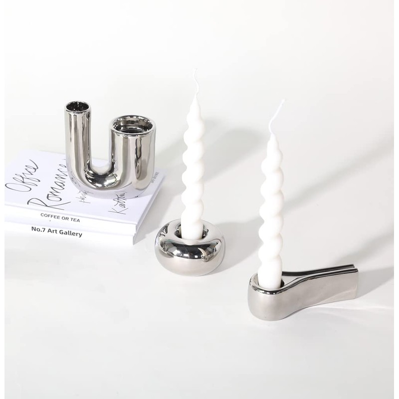 ITrixgan Silver Candlestick Holders, Decorative Taper Candle Holder Set Decor