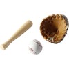 3Pcs/Set Khaki Dollhouse Baseball, 1/12 Scale Miniature Accessories, Wood Miniature