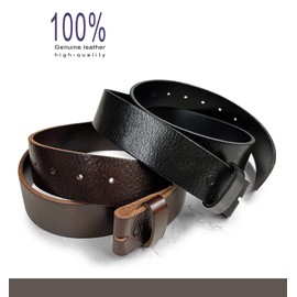 Cowboy Craft Casual Leather Belt Replacement Strap 100% One Piece Genuine Full Leather Belt Strap with Snaps 1-1/2"(38mm) wide No Buckle (Black, 44)
