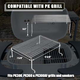 SafBbcue Cooking Grid for PK Barbecue Grills Hinged Grid Grate for PK 99010 Grills Replacement for Series 300, 3714, 3611 Smoker Stainless Steel, Compatible with PK Grill Pre-1997 Models