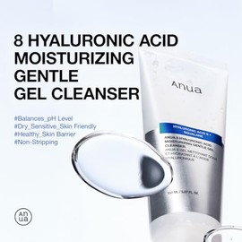 ANUA- Gel limpiador suave e hidratante, cido hialurnico, escualano, ceramidas, espuma facial coreana