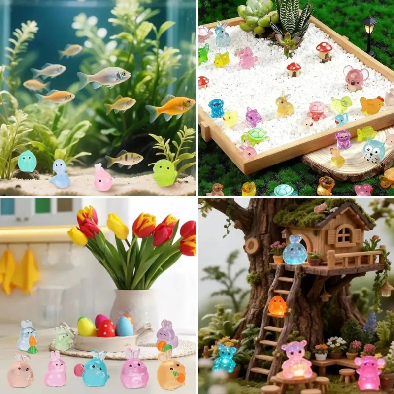 100 Mini Animales Figuras De Resina Brillan En La Oscuridad