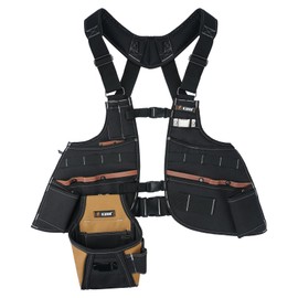 KUNN Leather Tool Vest for Men – Adjustable 37-Pocket Work Vest for Electricians, Carpenters, and Construction Workers