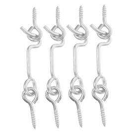 ARTIBETTER 4 Sets Window Door Hook Wind Hook Cabin Hook Locks for Doors Door Chain Lock Door Slide Lock Gate Lock Door Eye Lock Hook and Eye Latch Window Locks Door Latch Carbon Steel Silver