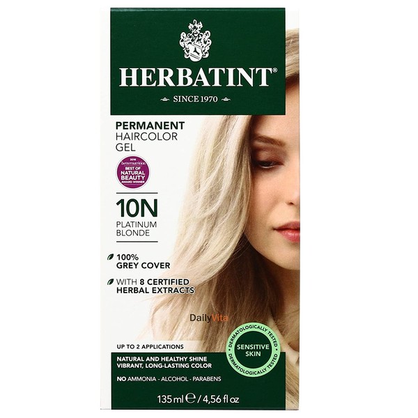 Herbatint Italian Herbal Hair Color Gel w/ Gray Coverage - Platinum Blonde 10N