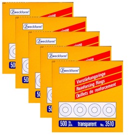 Zweckform Reinforced Rings Diameter 13 mm Transparent 3510, Pack of 500) transparent