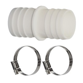 HAF® 2 x Hose Connectors 32 mm x 32 mm Including 4 Stainless Steel Hose Clamps for Pool, Pond and Swimming Pool Construction and All Irrigation Systems – Quality: Made in Europe