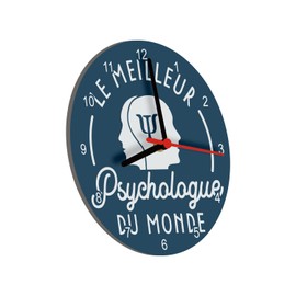 Fabulous Glass Wall Clock - The Best Psychologist in the World Doctor, Hospital, Health, Diameter 20 cm, Blue