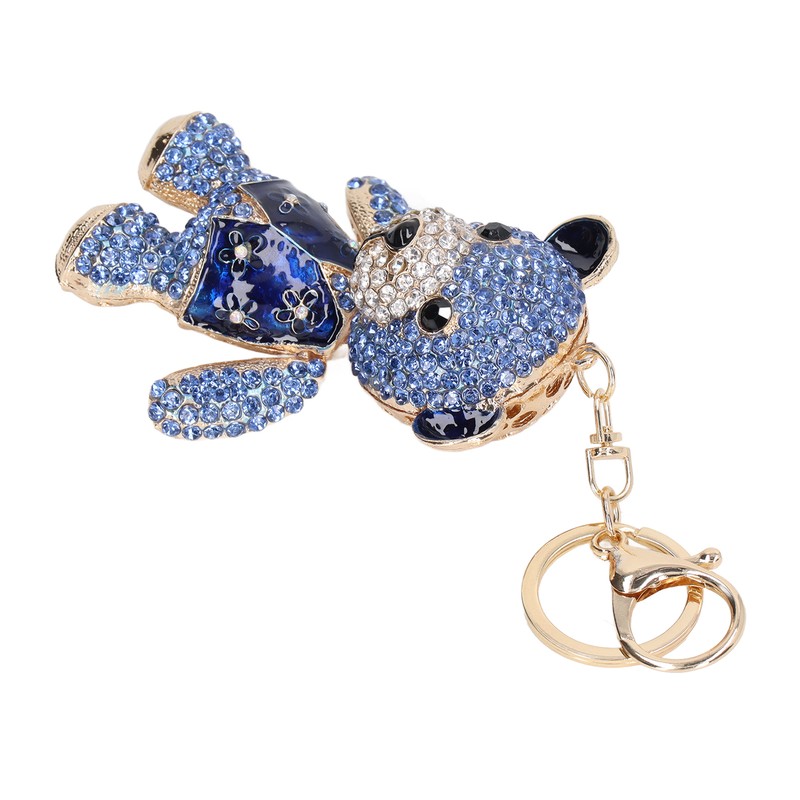 Bear Keychain Electroplate Long Bright Rhinestones Bear Keychain with Hook
