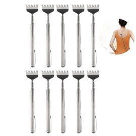 Paquete de 10 rascadores de espalda para hombres y mujeres, rascador de espalda extensible portátil con clip de bolsillo, rascadores de espalda telescópicos de acero inoxidable extensibles portátiles