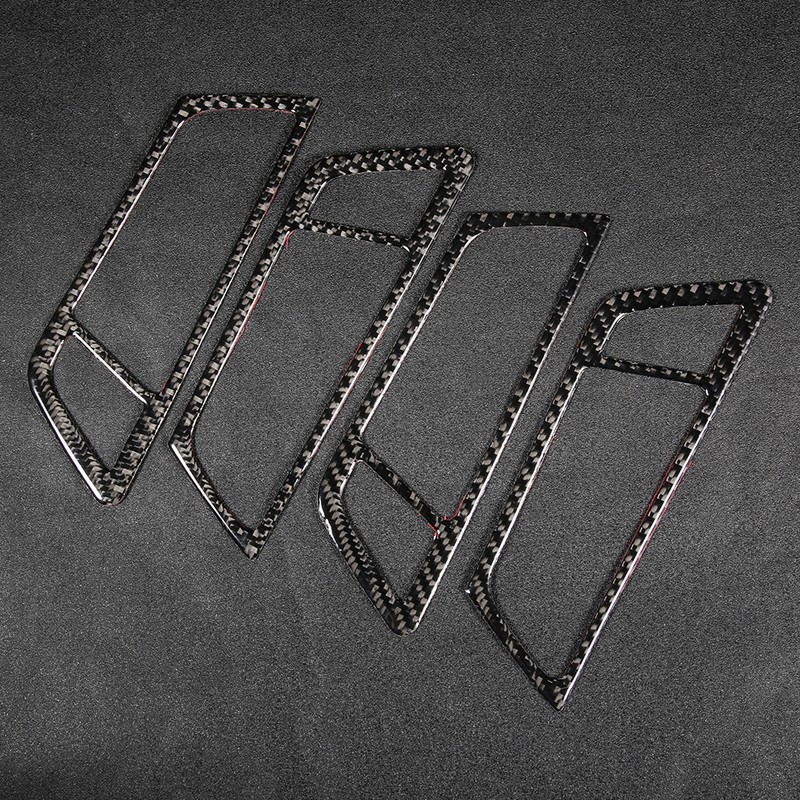 4Pcs Carbon Fiber Car Interior Door Handle Frame Cover Trim