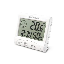Medisana HG 100 Indoor Digital Hygrometer, Thermometer with Humidity, Room Temperature, Time, Humidification Indoor