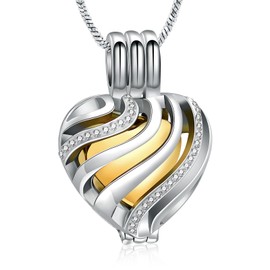 Yinplsmemory Cremation Heart Urn Ashes Necklace for Women Mom Memorial Love Heart Urn Locket Keepsake Pendant Necklace of Loved One