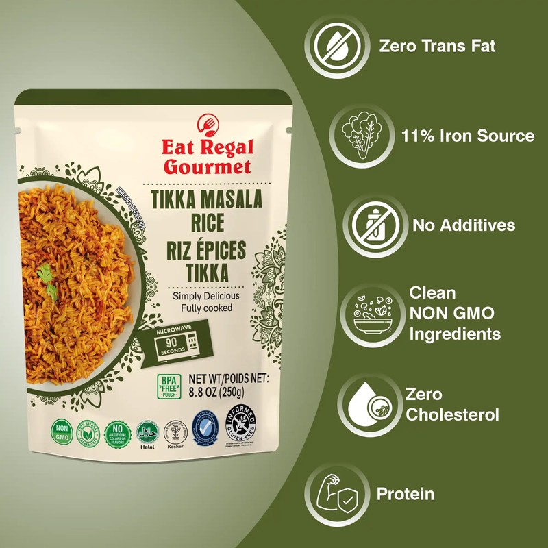 Eat Regal Ready to Eat Tikka Masala Rice, 8g Protein