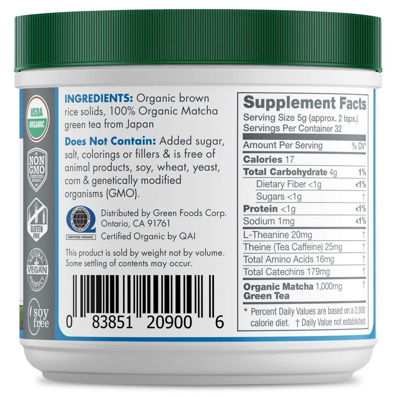 Green Foods Organic Ceremonial Grade Matcha Green Tea from Japan