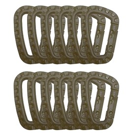 HOUSON 12PCS Plastic Carabiner, Tactical Carabiner D Shape Plastic Hook Keychain Khaki