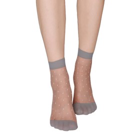 sourcing map Women Stretchy Socks Elastic Sheer Dots Pattern Lightweight Ankle Socks 10 Pairs Gray women shoe 4-10/shoe 3.5-7
