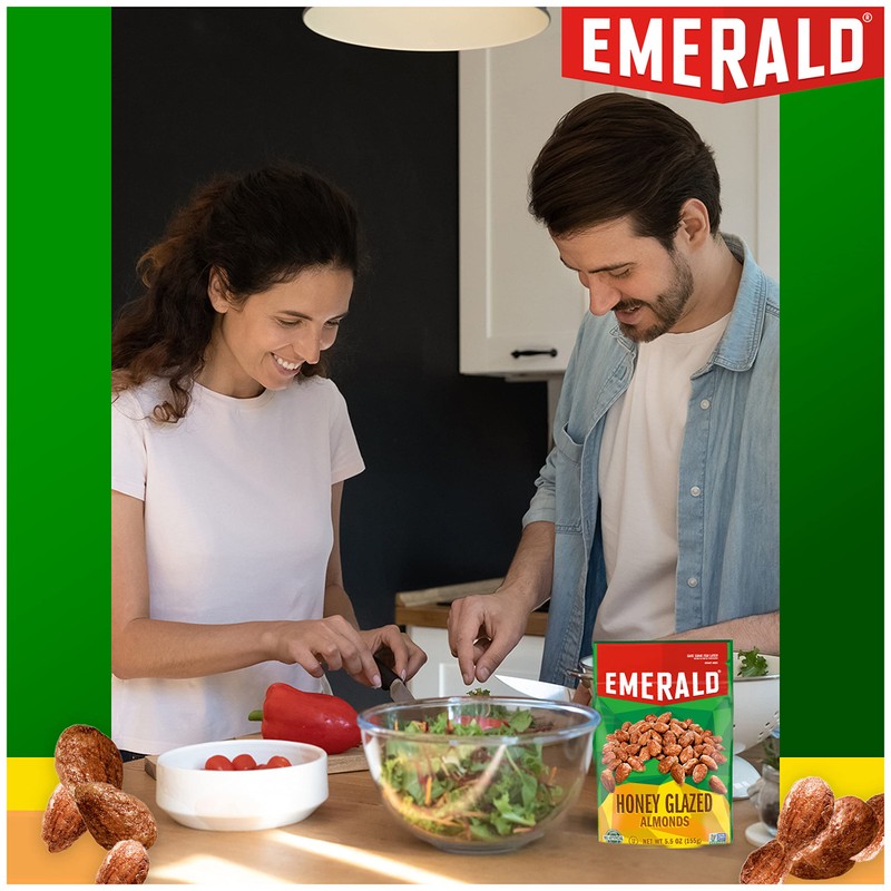 Emerald Nuts Honey Glazed Almonds (1-Pack), 5.5oz Resealable Bag, Kosher