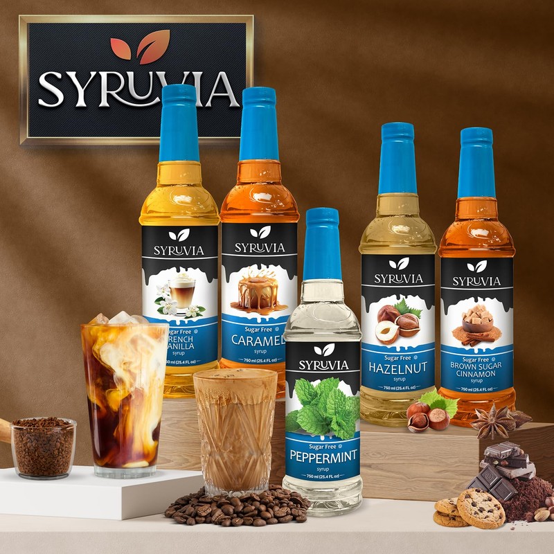 Syruvia Sugar Free Coffee Syrup, Maple Bourbon Pecan Flavored Syrup