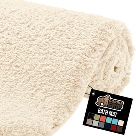 GORILLA GRIP Bathroom Rugs, Ultra Soft Absorbent Mat, Thick Plush Bath Rug, Machine Washable, Microfiber Quick Dry, Mats for Shower, Bathtub and Floor, Home Decor Accessories, 24x17, Ivory