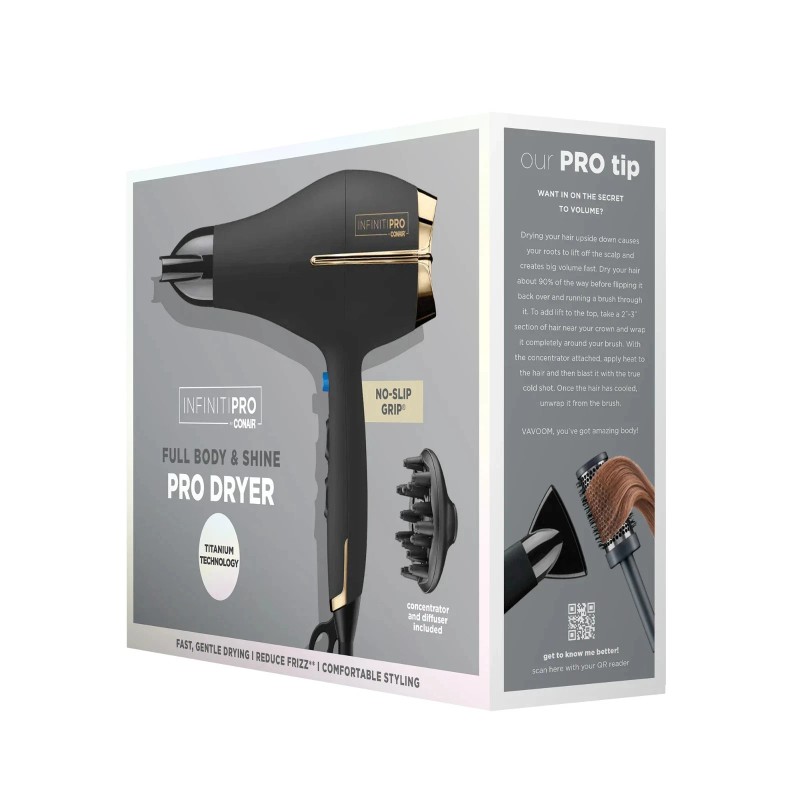 Conair InfinitiPRO Full Body & Shine Pro Hair Dryer, Titanium