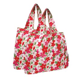 allydrew Unisex Adult Medium Foldable Tote Nylon Reusable Grocery Bag (Set of 2), Sakura