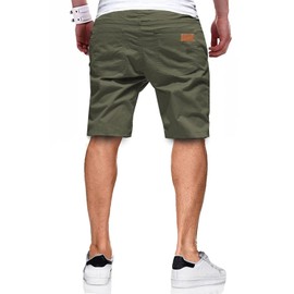 JMIERR Mens Casual Shorts - Cotton Drawstring Summer Beach Stretch Waist Twill Chino Work Dress Golf Shorts with Pockets for Men, US 34(M), S1 Grey Green