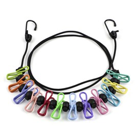 Travel Washing Line,Portable Retractable Washing Line with 12 Colorful Pegs Elastic Travel and Camping Clothes Line Portable Clothesline for Indoor Outdoor Use Windproof Drying Solution