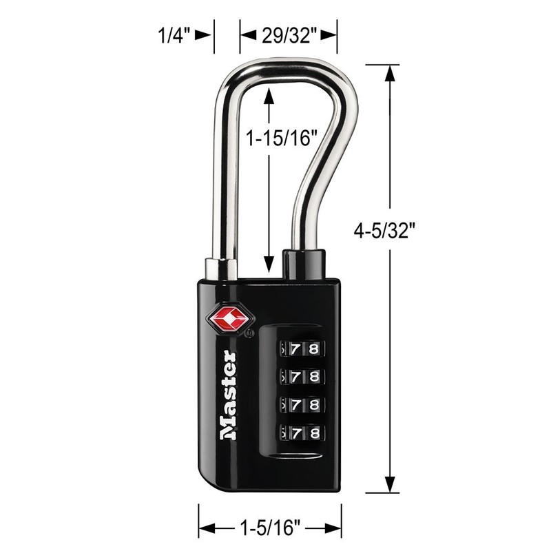 Master Lock 1.31 in. W Steel 4-Dial Combination Luggage Lock
