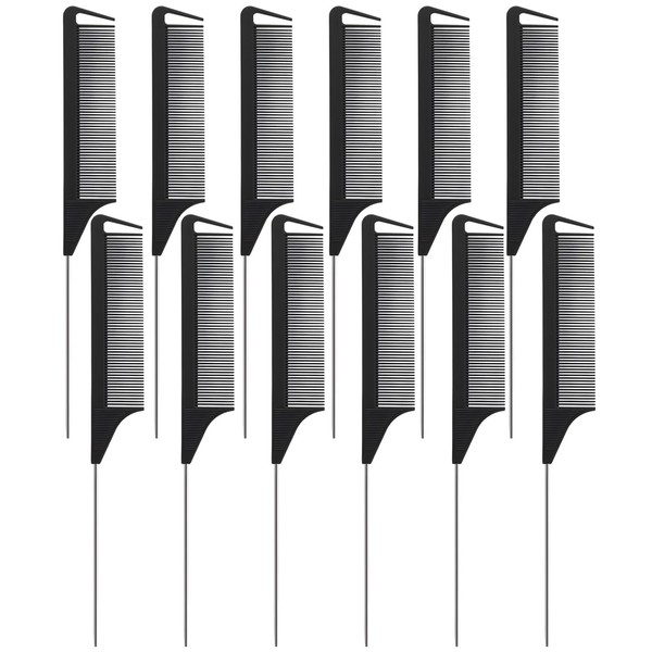 Packool 12 pieces Rat tail comb, tip comb for braids,