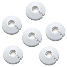 MroMax Fit 0.39" Outer Diameter Flange Water Pipe Cover Decoration White Pipe Cover Radiator PP Plastic 12mm Escutcheon Pipe Collar for Wall Pipe Tube Decoration 6Pcs