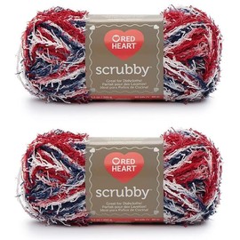 Red Heart Scrubby Americana Yarn - 2 Pack of 85g/3oz - Polyester - 4 Medium (Worsted) - 78 Yards - Knitting/Crochet