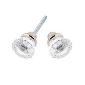 idh by St. Simons 21302-014 Premium Quality Crystal Knob with Fluted Solid Brass Base, Bright Nickel