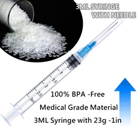 100 Pack 3ml 23Ga Lab Syringe Tools with Measurement, Individually Packed