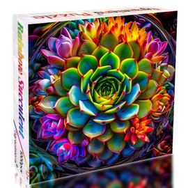 Bgraamiens Puzzle- Beautiful Succulent Puzzle for Adults 1000 Pieces, High Definition Puzzle,Colorful Succulent Jigsaw Puzzle
