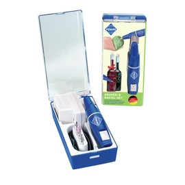 Pebaro 0207 Gravierset Graviergerät, 3 keramische Schleifstifte, 2 diamantierte Schleifstifte, 1 Bohrer, 1 Fräser in Box; Basteln, Gravieren, Verzieren von Glas, Spiegel, Keramik, Porzellan, Metall