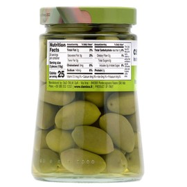 Cerignola Olives, Green Olives In Brine, 25.7 oz Green Sicilian Olive, Non-pitted, Family-size Net Weight 25.7 oz (730) g, NON-GMO, Olives from Italy, by Fratelli D'Amico.