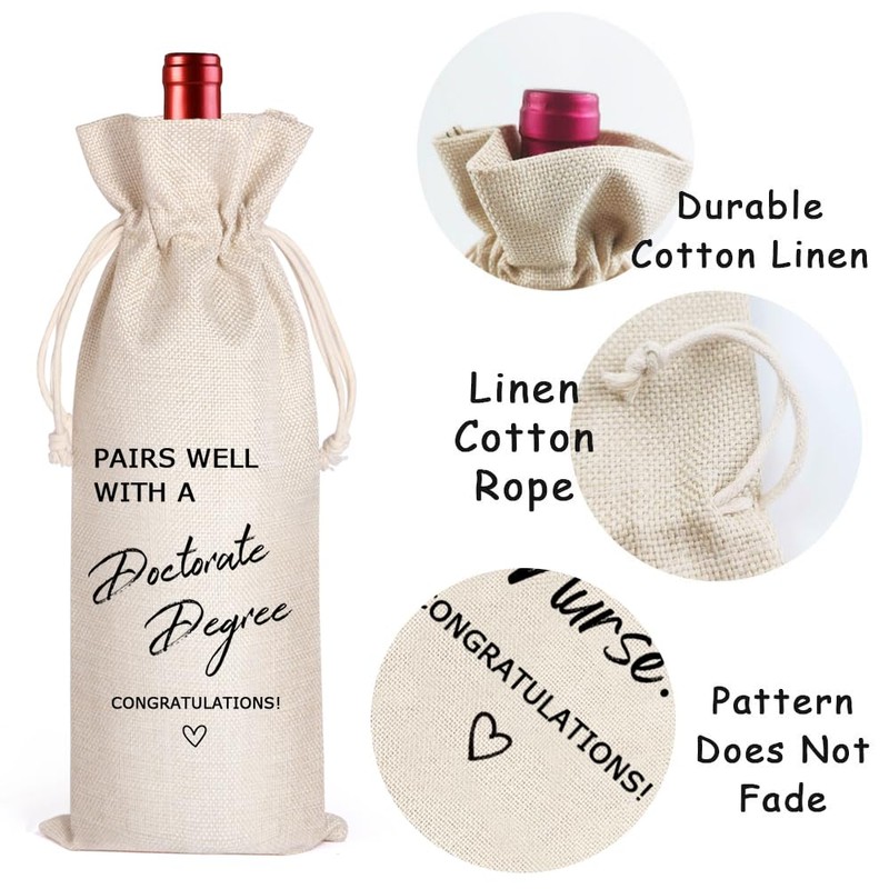 Wine Bag Gift, Doctorate Degree Gift, Doctoral Degree Wine Bag