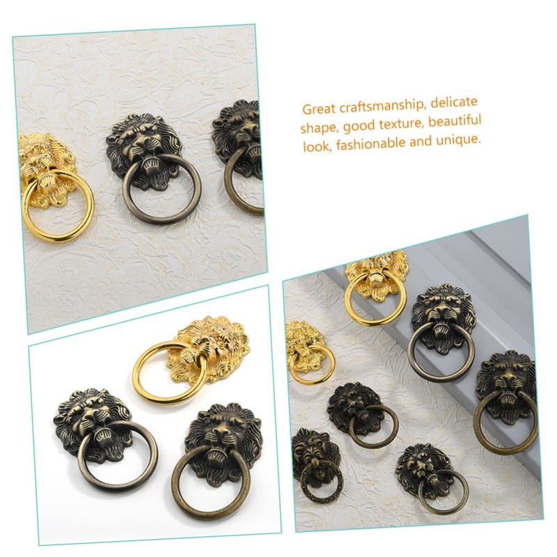 Operitacx 6Pcs Lion Head Cabinet Knobs Antique Pulls Modern Wardrobe