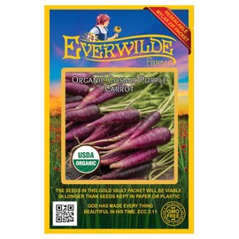 Everwilde Farms - 500 Organic Cosmic Purple Carrot Seeds - Gold Vault Packet