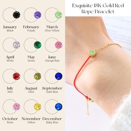 FLY FEI 18K Gold Month Birthday Stone Bracelet for women, Women's Birthday Gift Bracelet, Lucky Prosperous Success talisman Red Rope Bracelet, Birthday Month Zircon Bracelet,K-letter bracelet and charm bracelet (March Olive Yellow)