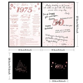 Rtisaeu 50th Birthday Party Decorations for Women, Alternative Signature Guest Book 12" x 18", Great Birthday Gifts for Women Cheers to 50 Years Old Gifts Black and Pink 50 Birthday Party Supplies