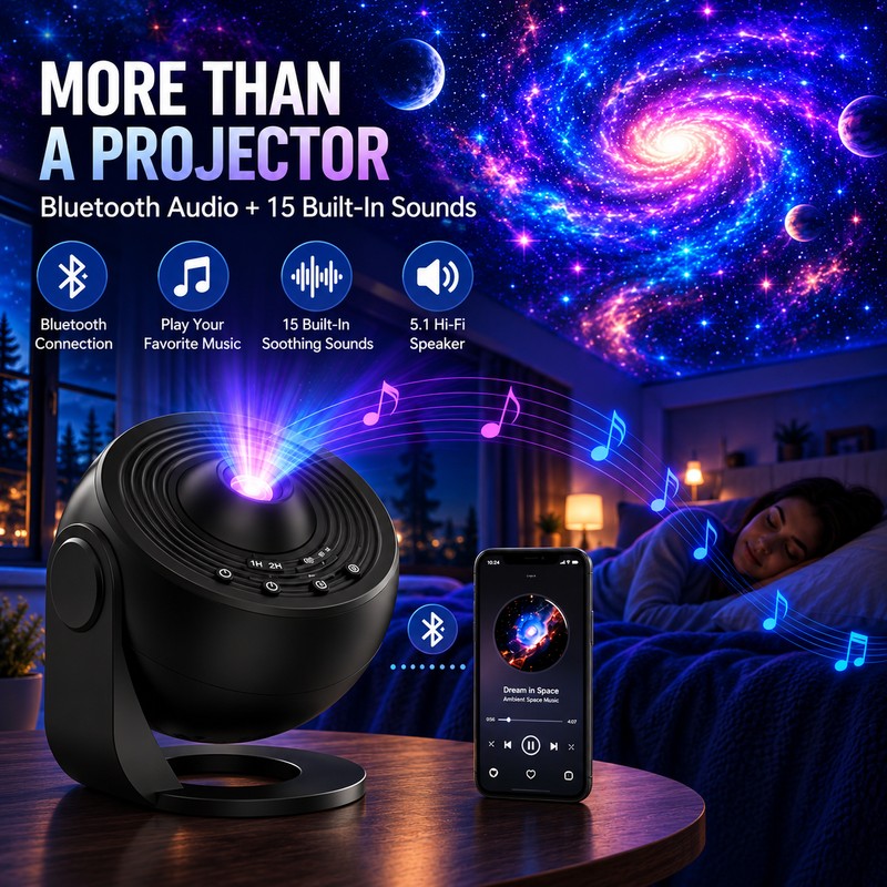 Galaxy Projector Night Light for Bedroom – 360° Rotating 12-in-1