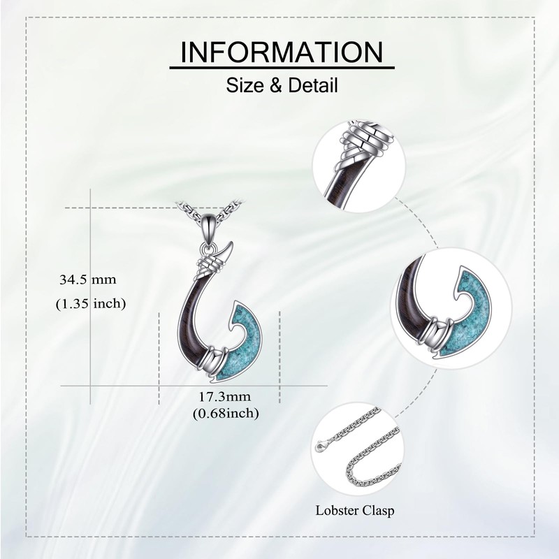 ONEFINITY Fish Hook Necklace 925 Sterling Silver Hawaii Fishing Hook