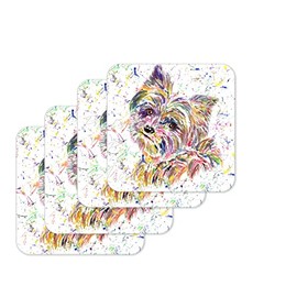 Coaster Yorkshire Terrier Yorkie Dog Pet animal Coasters Watercolour Art Gift Work Office Dining Tea coffee (4)